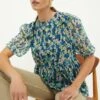 Dorothy Perkins Blue Floral Chiffon Blouse 2 Dorothy Perkins Blue Floral Chiffon Blouse -Perkindo Store bqq12267 blue xl