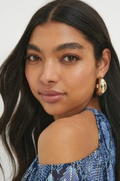 Dorothy Perkins Metallic Snake Chiffon Cold Shoulder Top -Perkindo Store bqq12275 blue xl 3