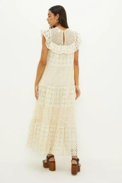 Dorothy Perkins Tiered Broderie Maxi Dress 8 Dorothy Perkins Tiered Broderie Maxi Dress -Perkindo Store bqq12291 ivory xl 2