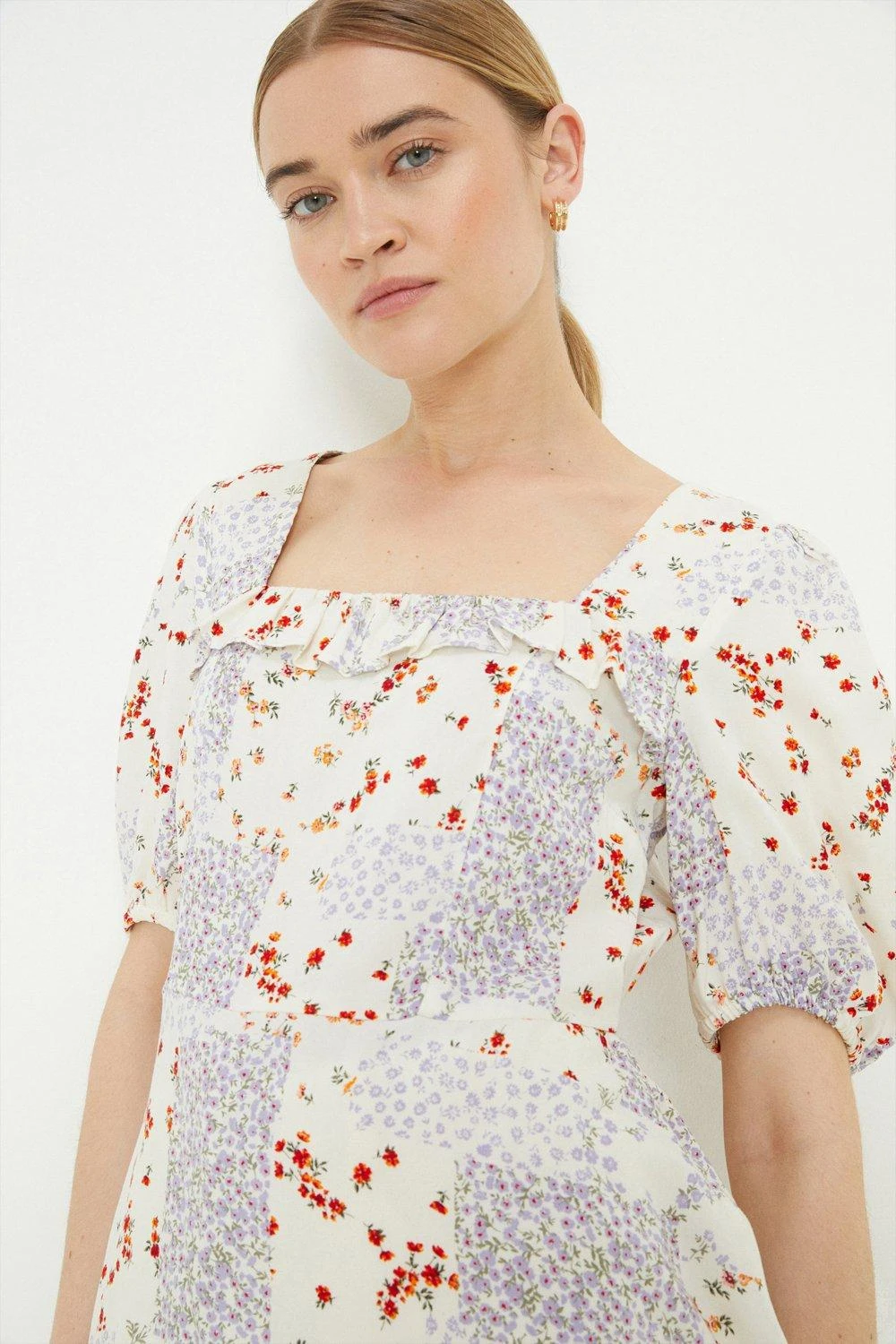 Dorothy Perkins Large Floral Chiffon Ruffle Blouse 3 Dorothy Perkins Large Floral Chiffon Ruffle Blouse