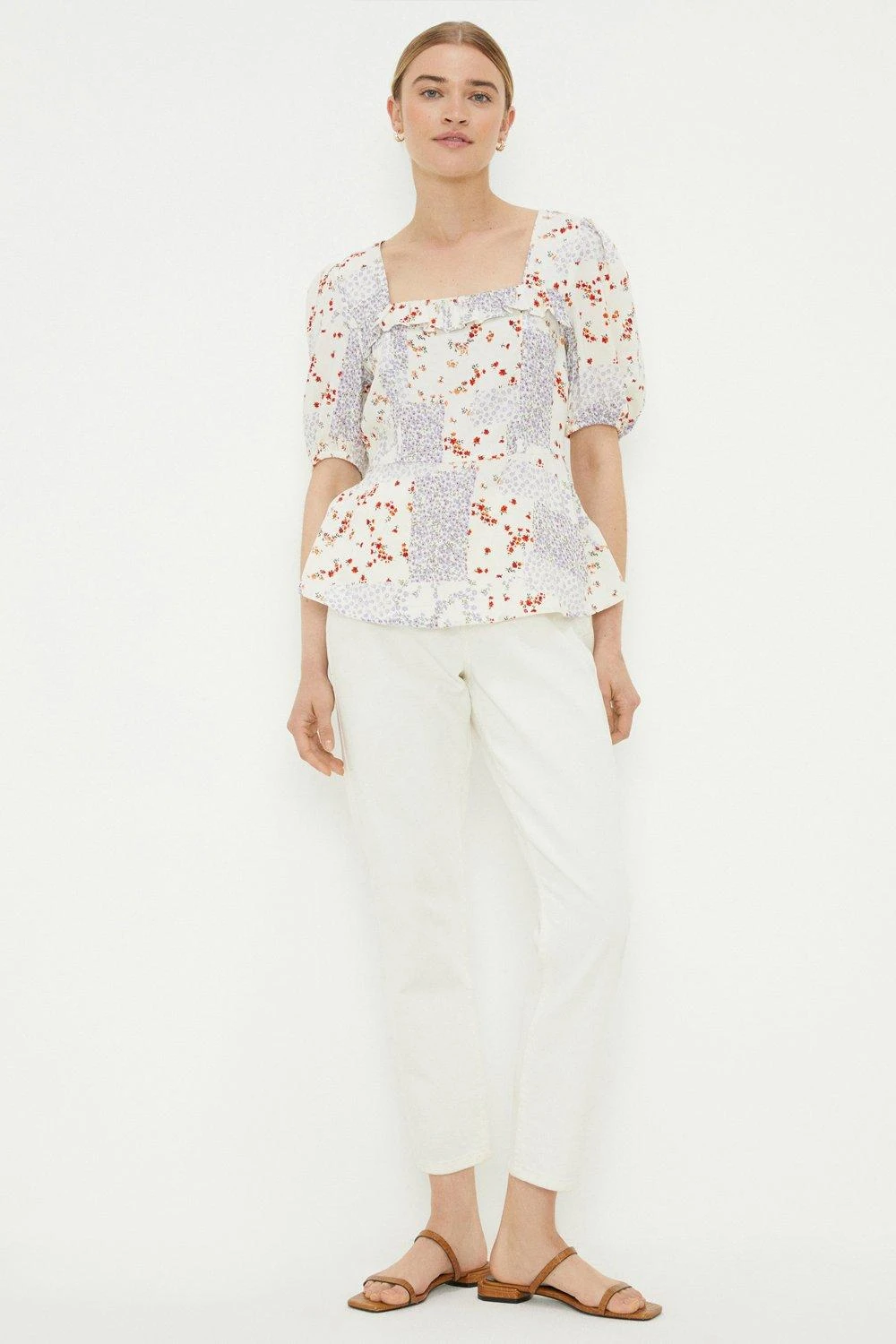 Dorothy Perkins Large Floral Chiffon Ruffle Blouse 4 Dorothy Perkins Large Floral Chiffon Ruffle Blouse - Image 2