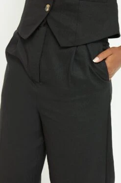 Dorothy Perkins Tall Linen Look Wide Leg Trousers -Perkindo Store bqq12361 black xl 3