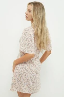 Dorothy Perkins Petite Tie Front Mini Dress 8 Dorothy Perkins Petite Tie Front Mini Dress -Perkindo Store bqq12372 pink xl 2