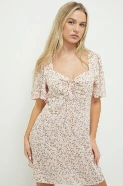 Dorothy Perkins Petite Tie Front Mini Dress 9 Dorothy Perkins Petite Tie Front Mini Dress -Perkindo Store bqq12372 pink xl 3