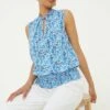 Dorothy Perkins Blue Floral Shirred Hem Halter Blouse 1 Dorothy Perkins Blue Floral Shirred Hem Halter Blouse -Perkindo Store bqq12375 blue xl