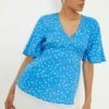 Dorothy Perkins Blue Ditsy Button Front Tea Blouse 2 Dorothy Perkins Blue Ditsy Button Front Tea Blouse -Perkindo Store bqq12390 blue xl