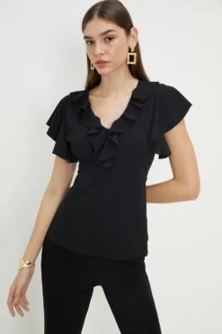 Dorothy Perkins Frill Detail Peplum Top 9 Dorothy Perkins Frill Detail Peplum Top -Perkindo Store bqq12395 black xl 3