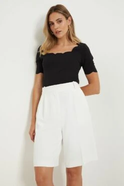 Dorothy Perkins Scalloped Edge Half Sleeve Top