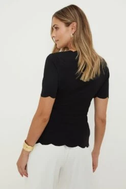 Dorothy Perkins Scalloped Edge Half Sleeve Top 8 Dorothy Perkins Scalloped Edge Half Sleeve Top -Perkindo Store bqq12397 black xl 2