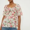 Dorothy Perkins Rose Printed Tie Front Blouse -Perkindo Store bqq12415 ivory xl