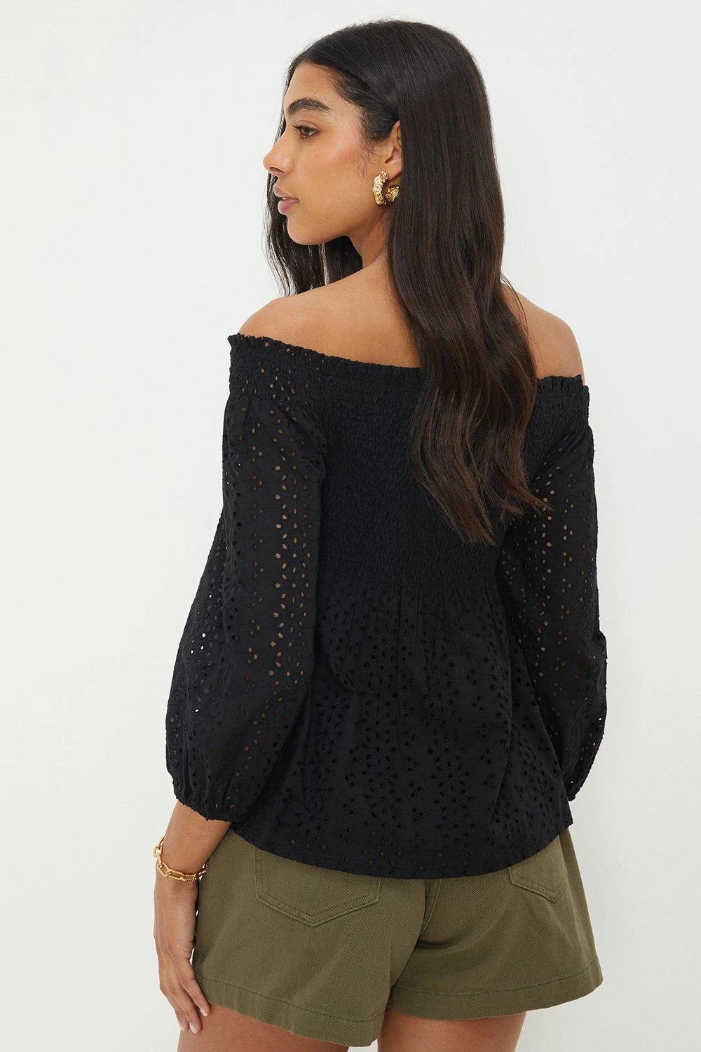Dorothy Perkins Broderie Shirred Bardot Top 5 Dorothy Perkins Broderie Shirred Bardot Top - Image 3