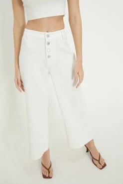 Dorothy Perkins Wide Leg Button Crop Jeans -Perkindo Store bqq12439 ecru xl 3