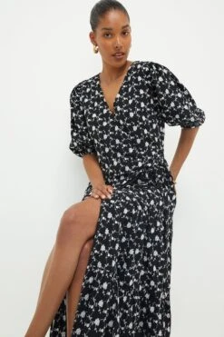 Dorothy Perkins Embroidered Wrap Midi Dress