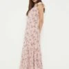 Dorothy Perkins Floral Print Chiffon Ruffle Sleeve Midi Dress 2 Dorothy Perkins Floral Print Chiffon Ruffle Sleeve Midi Dress -Perkindo Store bqq12453 pink xl