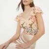 Dorothy Perkins Textured Floral Ruffle Sleeve Top -Perkindo Store bqq12455 blush xl