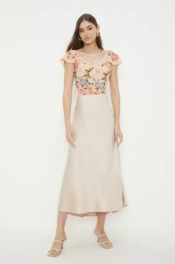 Dorothy Perkins Textured Floral Ruffle Sleeve Top -Perkindo Store bqq12455 blush xl 3