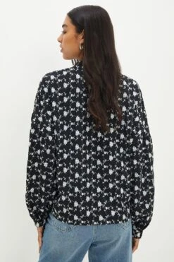 Dorothy Perkins Mono Embroidered Button Through Blouse -Perkindo Store bqq12459 mono xl 2