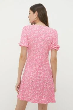 Dorothy Perkins Pink Ditsy Short Sleeve Mini Dress -Perkindo Store bqq12469 pink xl 2