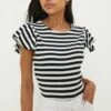 Dorothy Perkins Ruffle Sleeved Striped Top 2 Dorothy Perkins Ruffle Sleeved Striped Top -Perkindo Store bqq12518 mono xl