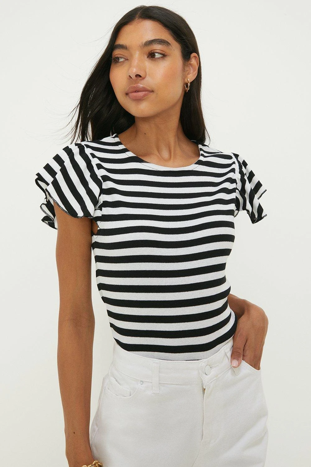 Dorothy Perkins Ruffle Sleeved Striped Top 3 Dorothy Perkins Ruffle Sleeved Striped Top