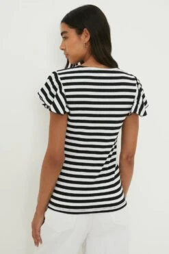 Dorothy Perkins Ruffle Sleeved Striped Top 8 Dorothy Perkins Ruffle Sleeved Striped Top -Perkindo Store bqq12518 mono xl 2