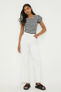 Dorothy Perkins Ruffle Sleeved Striped Top 9 Dorothy Perkins Ruffle Sleeved Striped Top -Perkindo Store bqq12518 mono xl 3