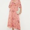 Dorothy Perkins Curve Chiffon Wrap Midi Dress -Perkindo Store bqq12534 pink xl