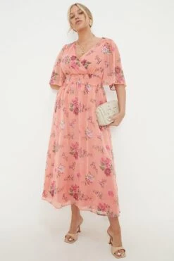 Dorothy Perkins Curve Chiffon Wrap Midi Dress