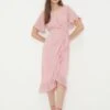 Dorothy Perkins Dobby Chiffon Ruffle Wrap Midi Dress 2 Dorothy Perkins Dobby Chiffon Ruffle Wrap Midi Dress -Perkindo Store bqq12538 pink xl