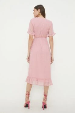 Dorothy Perkins Dobby Chiffon Ruffle Wrap Midi Dress 7 Dorothy Perkins Dobby Chiffon Ruffle Wrap Midi Dress -Perkindo Store bqq12538 pink xl 2