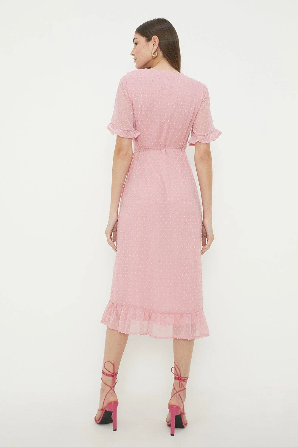 Dorothy Perkins Dobby Chiffon Ruffle Wrap Midi Dress 5 Dorothy Perkins Dobby Chiffon Ruffle Wrap Midi Dress - Image 3