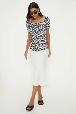 Dorothy Perkins Mono Floral Bardot Top -Perkindo Store bqq12543 mono xl 3