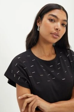 Dorothy Perkins All Over Sequin Embellished T-Shirt -Perkindo Store bqq12569 black xl 3