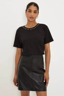 Dorothy Perkins Embellished Neckline T-Shirt