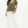 Dorothy Perkins Khaki Broderie Peplum Blouse 1 Dorothy Perkins Khaki Broderie Peplum Blouse -Perkindo Store bqq12576 khaki xl