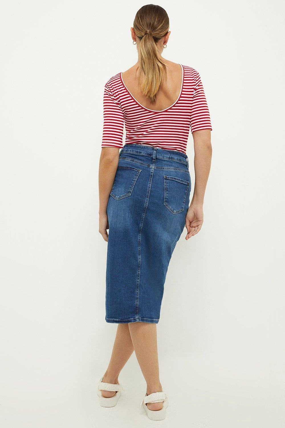 Dorothy Perkins Split Front Midi Denim Skirt 5 Dorothy Perkins Split Front Midi Denim Skirt - Image 3