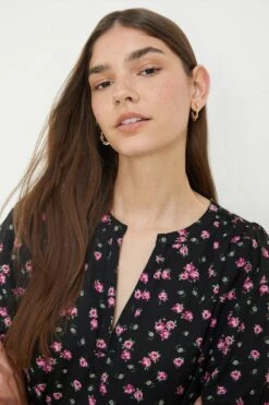 Dorothy Perkins Pink Floral Puff Sleeve Overhead Shirt 7 Dorothy Perkins Pink Floral Puff Sleeve Overhead Shirt -Perkindo Store bqq12736 pink xl 1