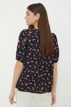 Dorothy Perkins Pink Floral Puff Sleeve Overhead Shirt 8 Dorothy Perkins Pink Floral Puff Sleeve Overhead Shirt -Perkindo Store bqq12736 pink xl 2