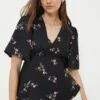 Dorothy Perkins Black Floral Button Front Tea Blouse 1 Dorothy Perkins Black Floral Button Front Tea Blouse -Perkindo Store bqq12741 black xl