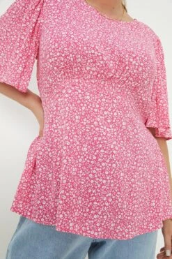 Dorothy Perkins Curve Pink Floral Crinkle Angel Sleeve Blouse 8 Dorothy Perkins Curve Pink Floral Crinkle Angel Sleeve Blouse -Perkindo Store bqq12743 pink xl 2