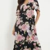 Dorothy Perkins Petite Floral Print Ruffle Angel Sleeve Wrap Midi Dress 1 Dorothy Perkins Petite Floral Print Ruffle Angel Sleeve Wrap Midi Dress -Perkindo Store bqq12746 black xl