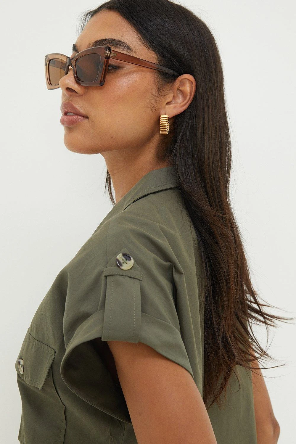 Dorothy Perkins Khaki Short Sleeve Shirt With Pockets 4 Dorothy Perkins Khaki Short Sleeve Shirt With Pockets - Image 2