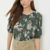 Dorothy Perkins Khaki Floral Button Down Blouse 2 Dorothy Perkins Khaki Floral Button Down Blouse -Perkindo Store bqq12753 khaki xl