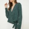 Dorothy Perkins Tall Green Spot Long Sleeve Wrap Blouse 1 Dorothy Perkins Tall Green Spot Long Sleeve Wrap Blouse -Perkindo Store bqq12980 green xl