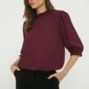 Dorothy Perkins Tall Shirred Hem Short Sleeve Blouse 1 Dorothy Perkins Tall Shirred Hem Short Sleeve Blouse -Perkindo Store bqq12984 burgundy xl