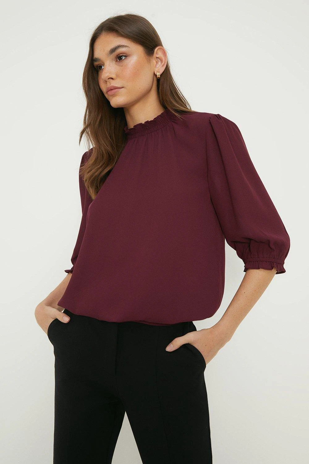 Dorothy Perkins Tall Shirred Hem Short Sleeve Blouse 3 Dorothy Perkins Tall Shirred Hem Short Sleeve Blouse