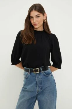 Dorothy Perkins Shirred Hem Short Sleeve Blouse