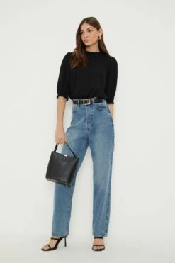 Dorothy Perkins Shirred Hem Short Sleeve Blouse 9 Dorothy Perkins Shirred Hem Short Sleeve Blouse -Perkindo Store bqq12987 black xl 3