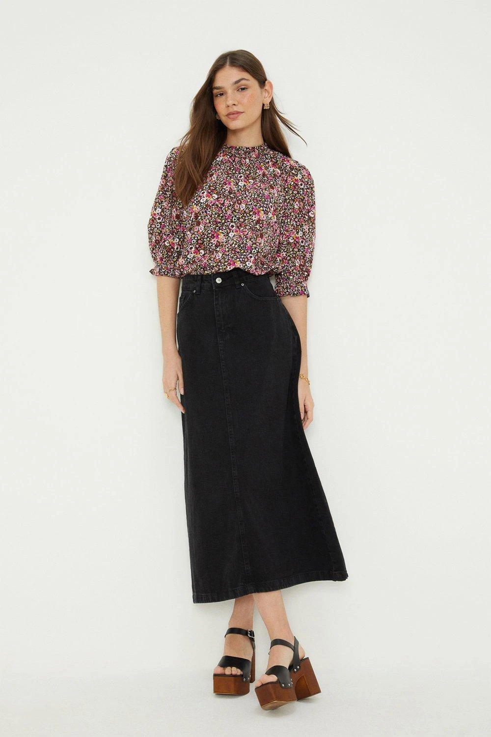 Dorothy Perkins Pink Floral Shirred Hem Short Sleeve Blouse 3 Dorothy Perkins Pink Floral Shirred Hem Short Sleeve Blouse