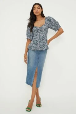 Dorothy Perkins Lilac Floral Ruched Front Short Sleeve Top 9 Dorothy Perkins Lilac Floral Ruched Front Short Sleeve Top -Perkindo Store bqq13052 lilac xl 3